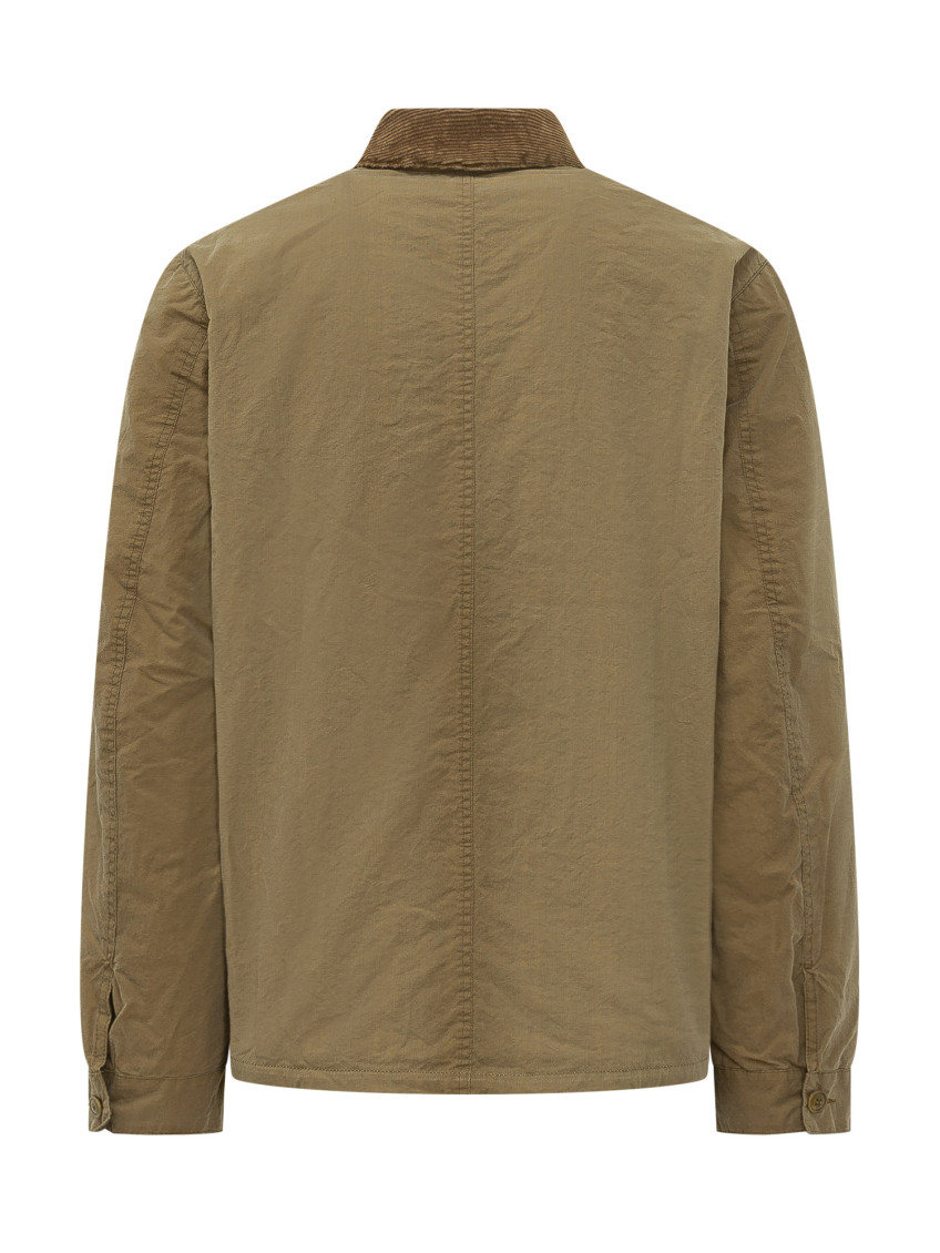 Green Solid Shirt Collar Jacket