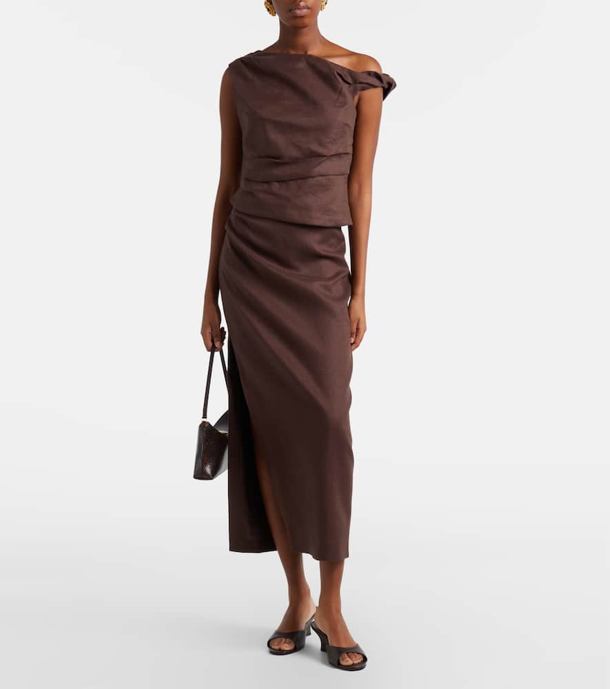 Linen midi skirt