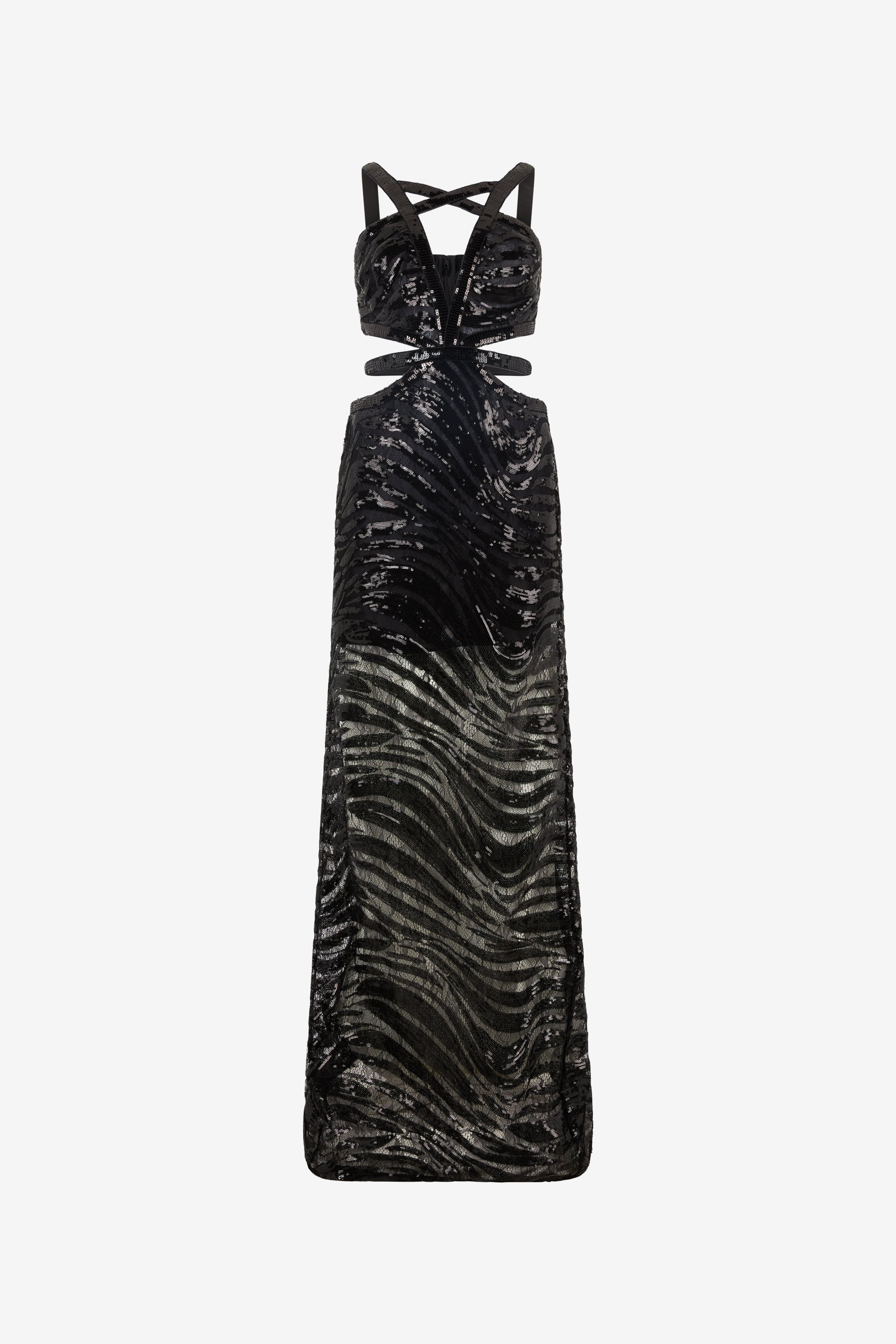 See-through Dress With Sequined Zebra Pattern