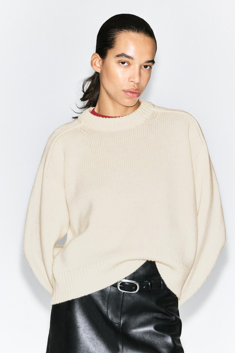 Rounded Wool Crew-Neck Sweater
