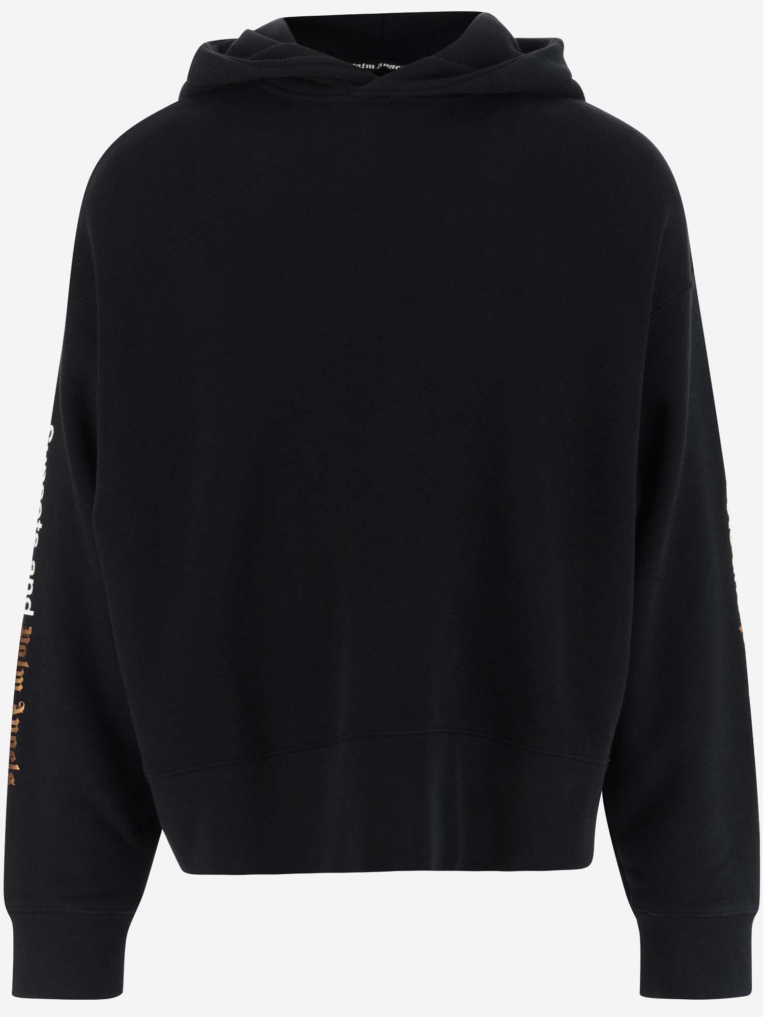 Slogan-print cotton hoodie - Black
