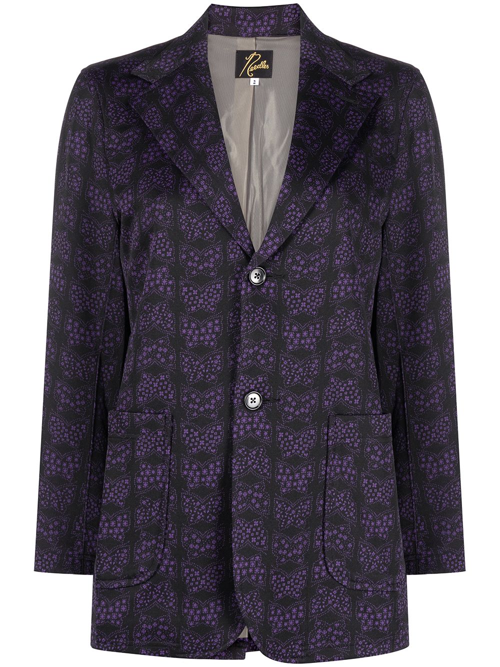 Butterfly-pattern single-breasted blazer - Purple