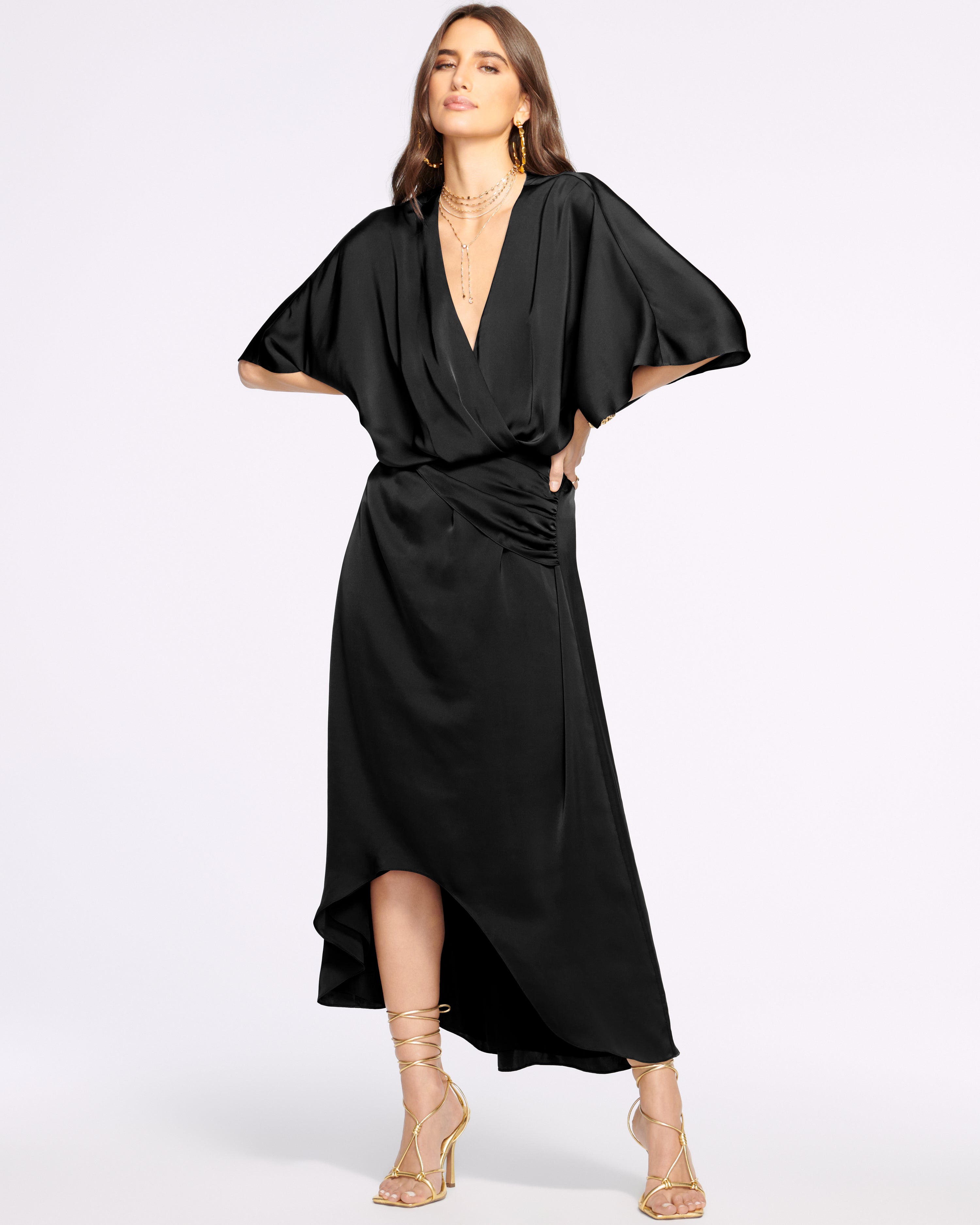 Adiel Wrap Midi Dress in Navy