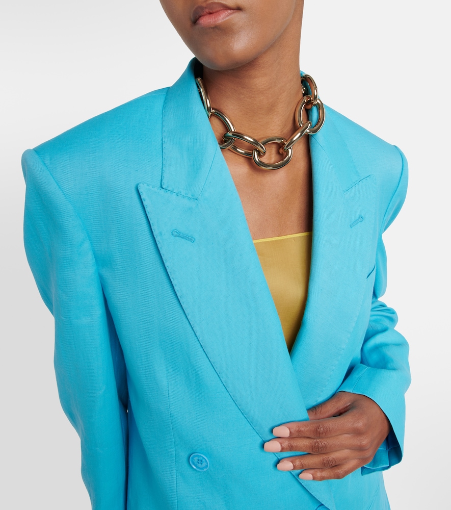 Double-breasted twill blazer