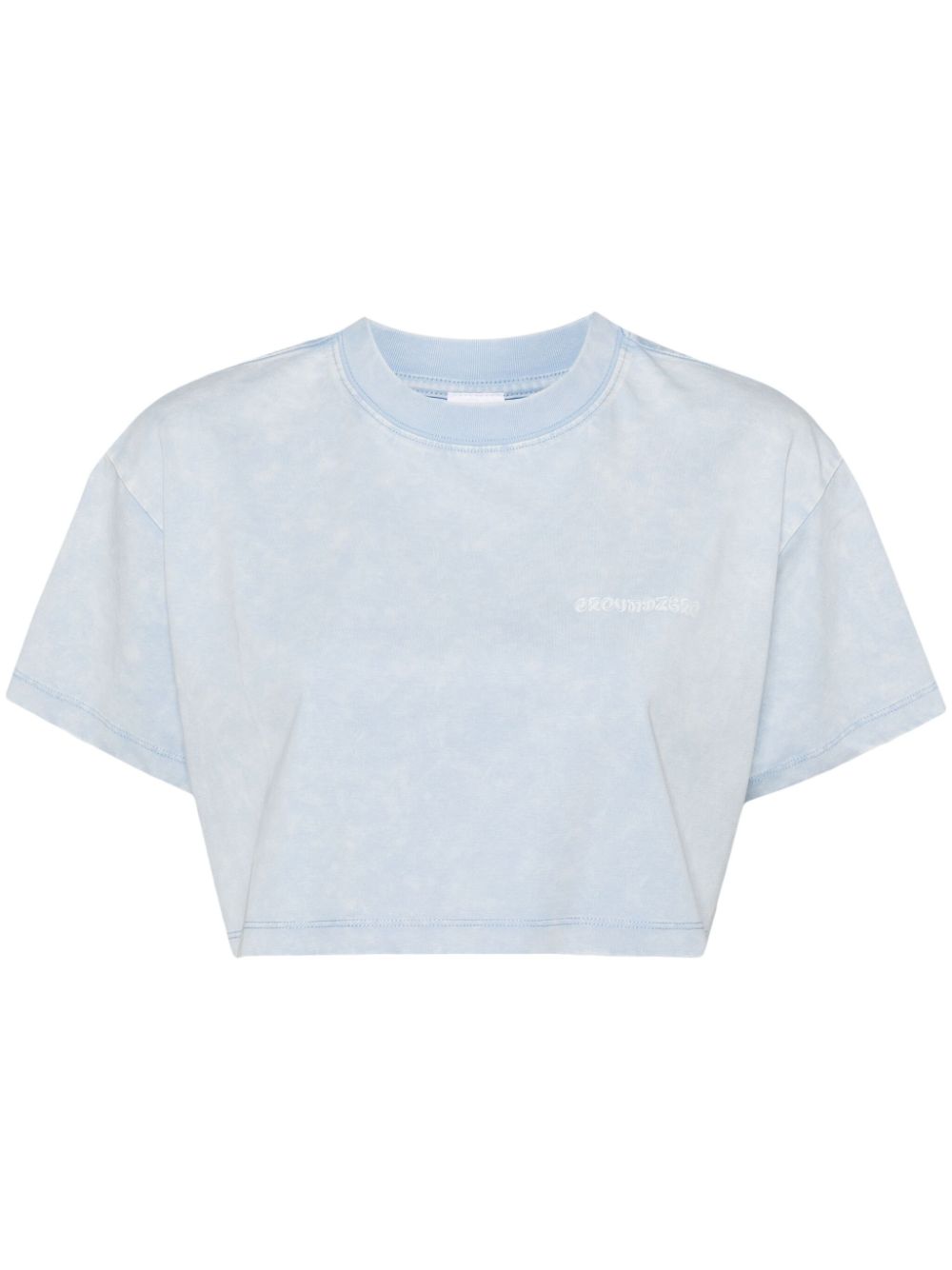 Logo-print cropped T-shirt - Blue