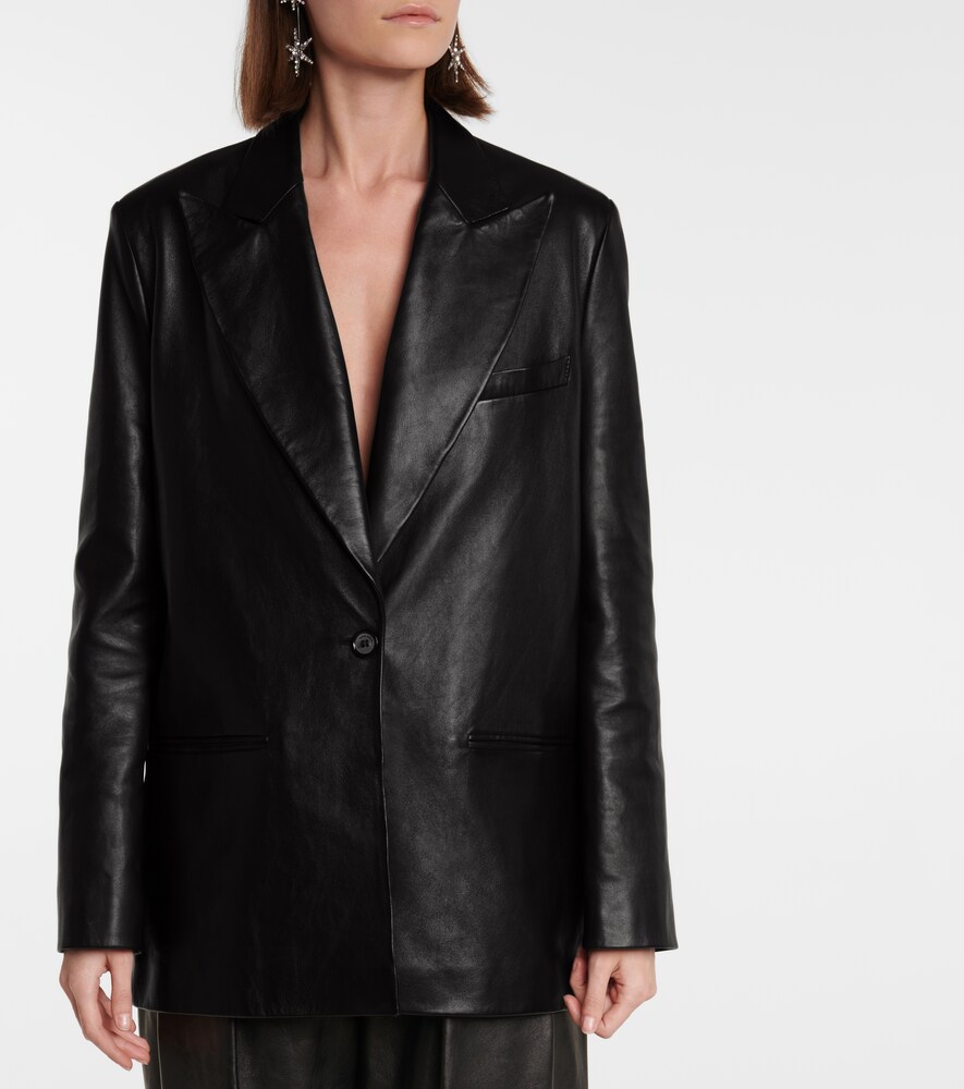Single-breasted leather blazer