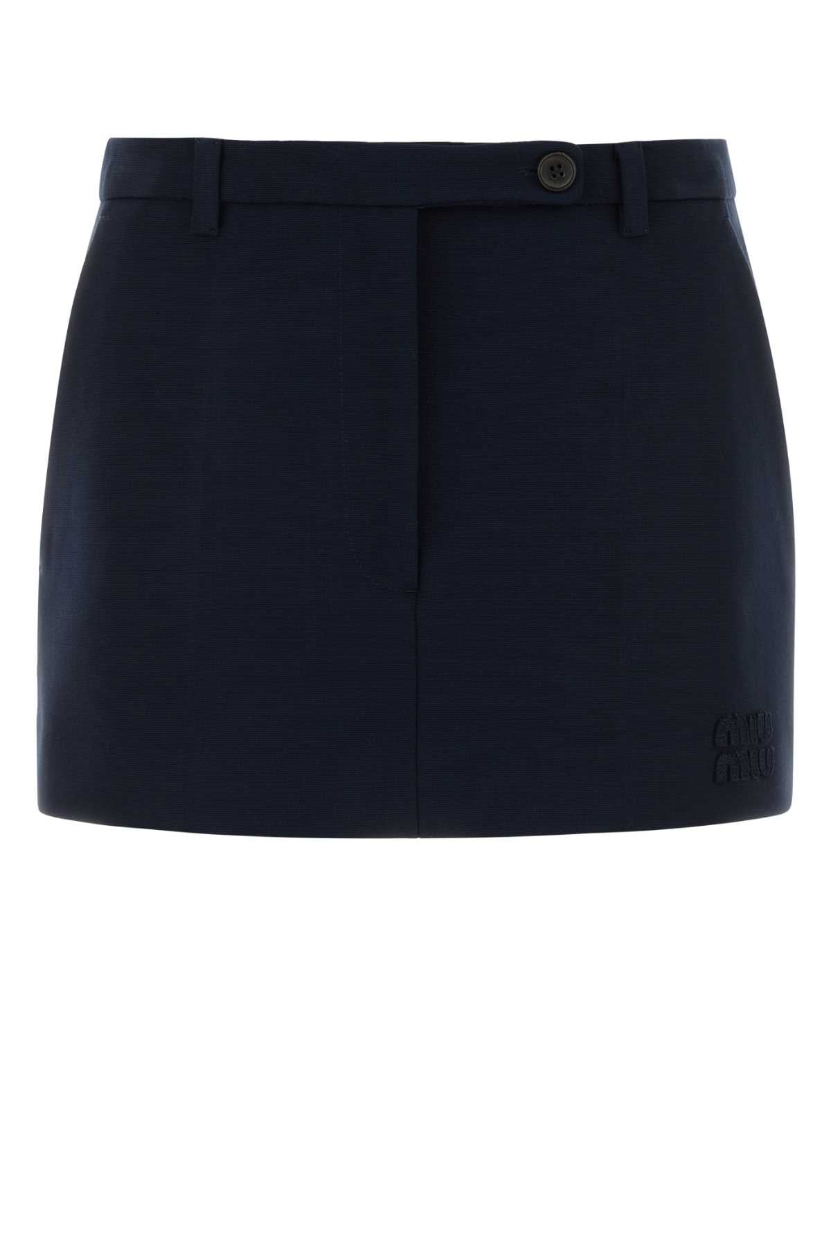 Tailored Wool Blend Skirt — Navy