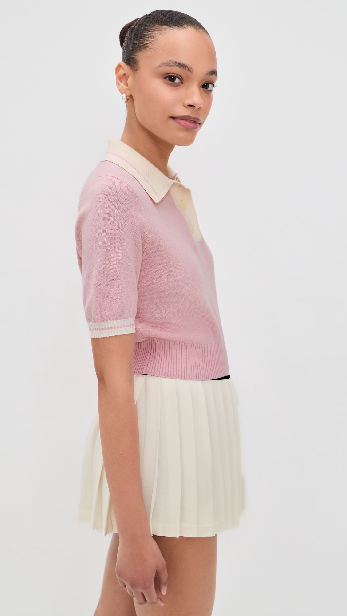 Mikayla Wool Knit Polo Pull Over Dusty Rose