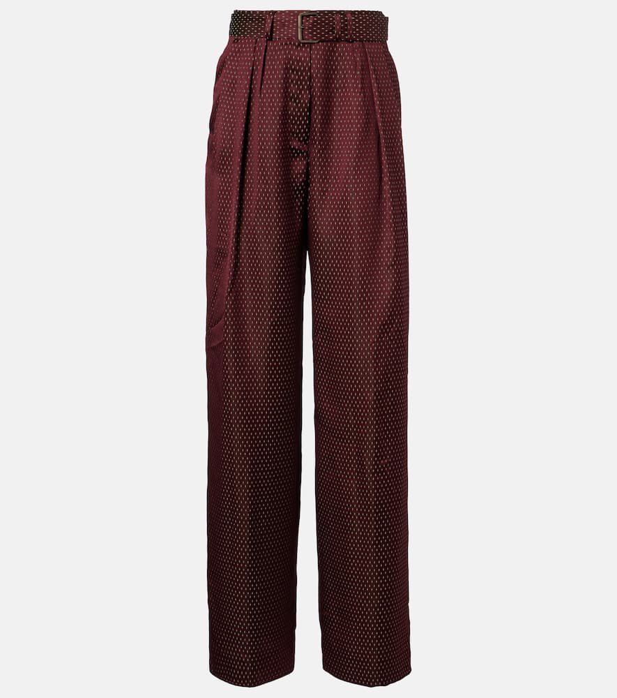 Belted high-rise wide-leg pants