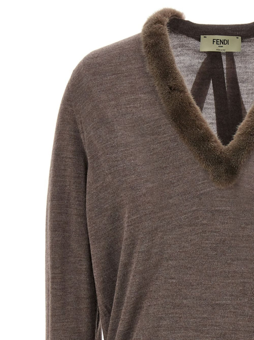 Taupe Classic V-neck Jumper