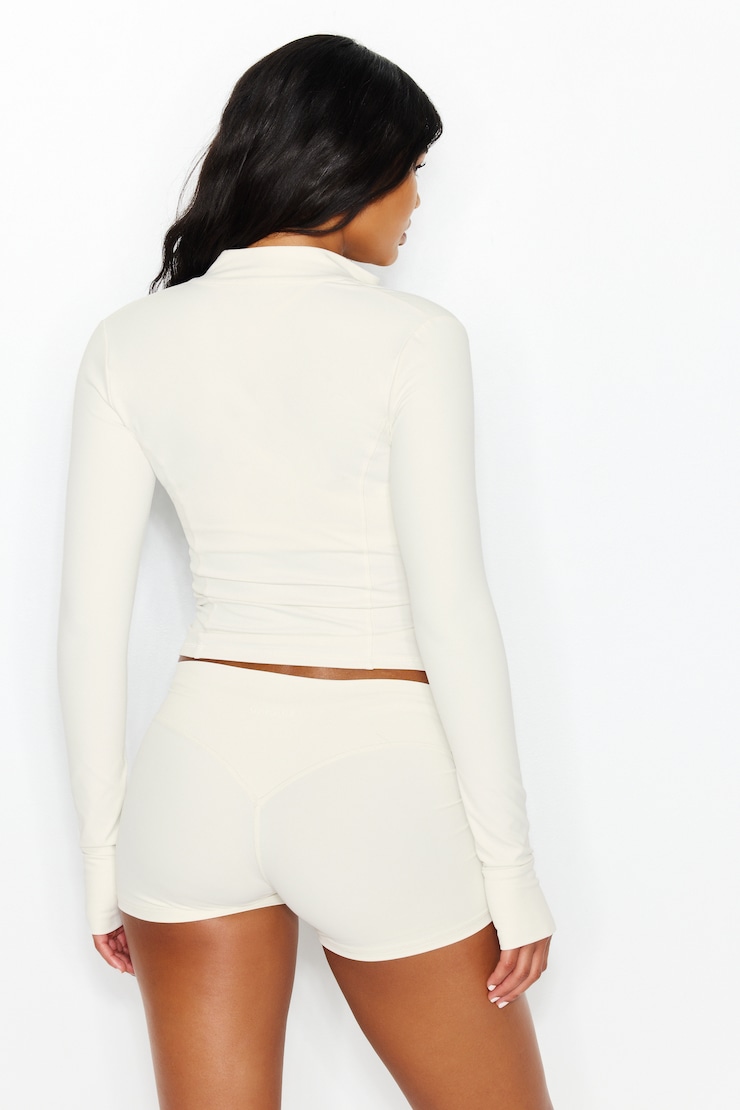 Active Double Zip Jacket - White - Women Clothing