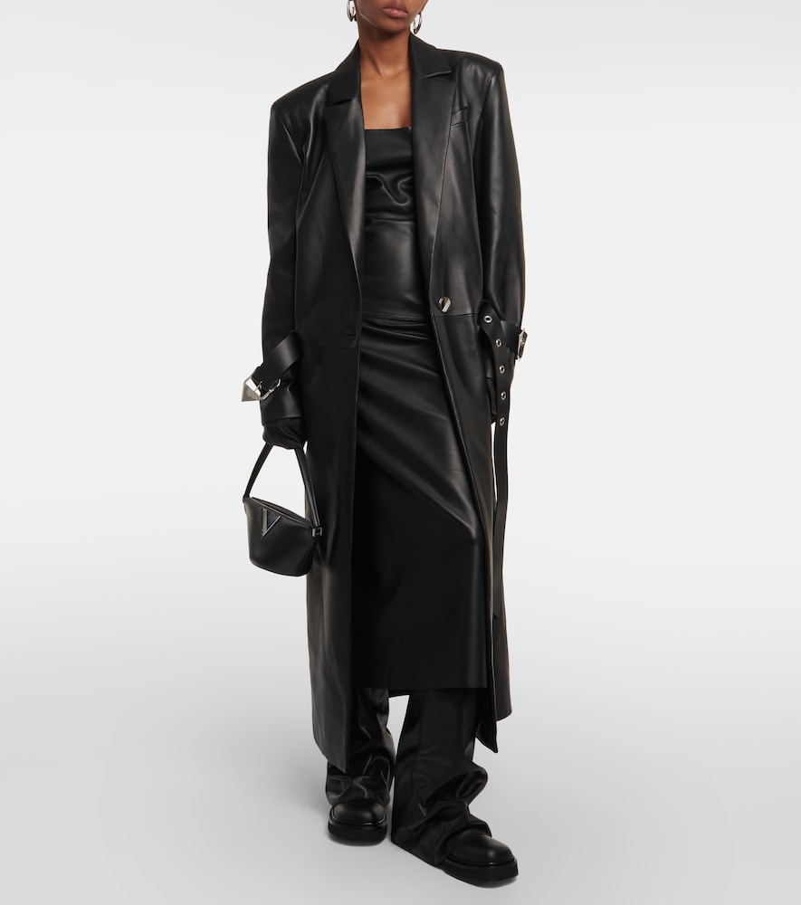 Belted leather coat