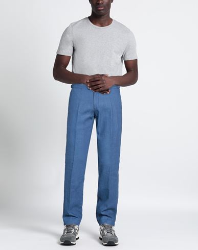 Man Pants Blue Size 36 Linen