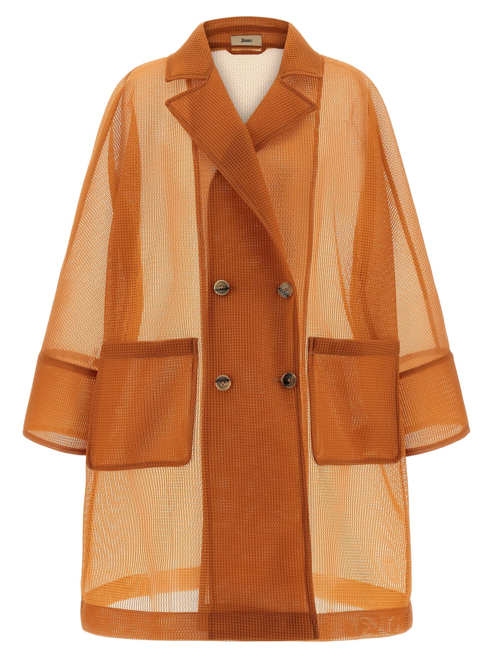 See-Through Mesh Coat — Orange