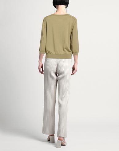 Woman Sweater Khaki Size 8 Merino Wool, Elastane