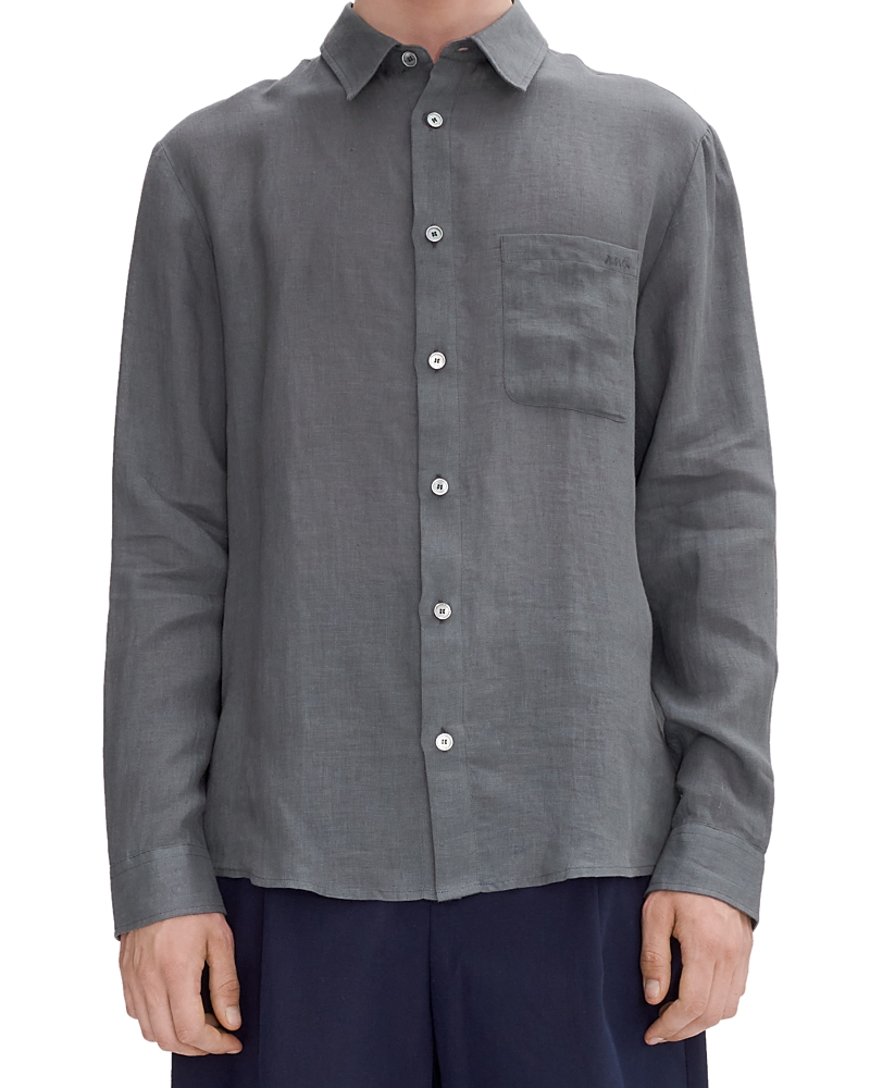 Long-sleeved linen shirt - Blue