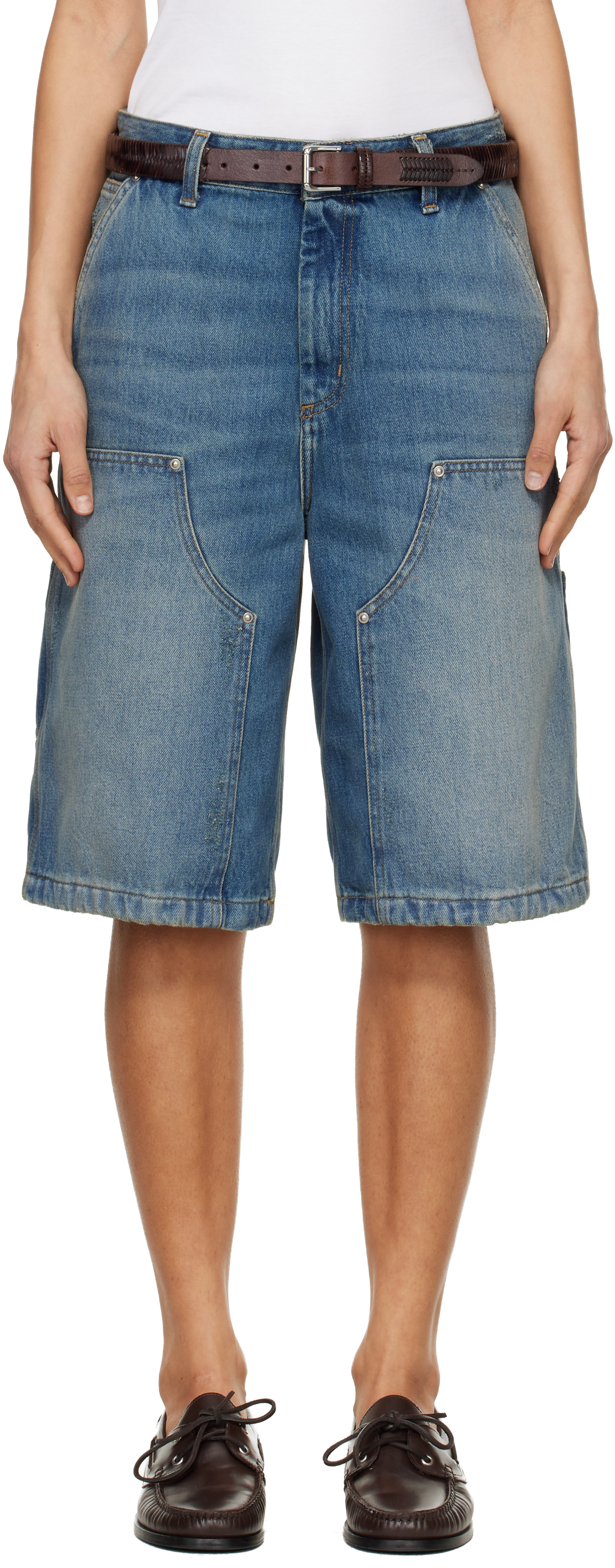 Blue Nixon Double Knee Denim Shorts