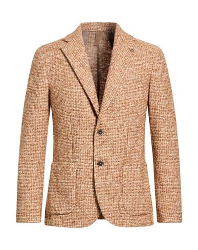 Man Blazer Camel Size 44 Virgin Wool, Cotton, Polyester