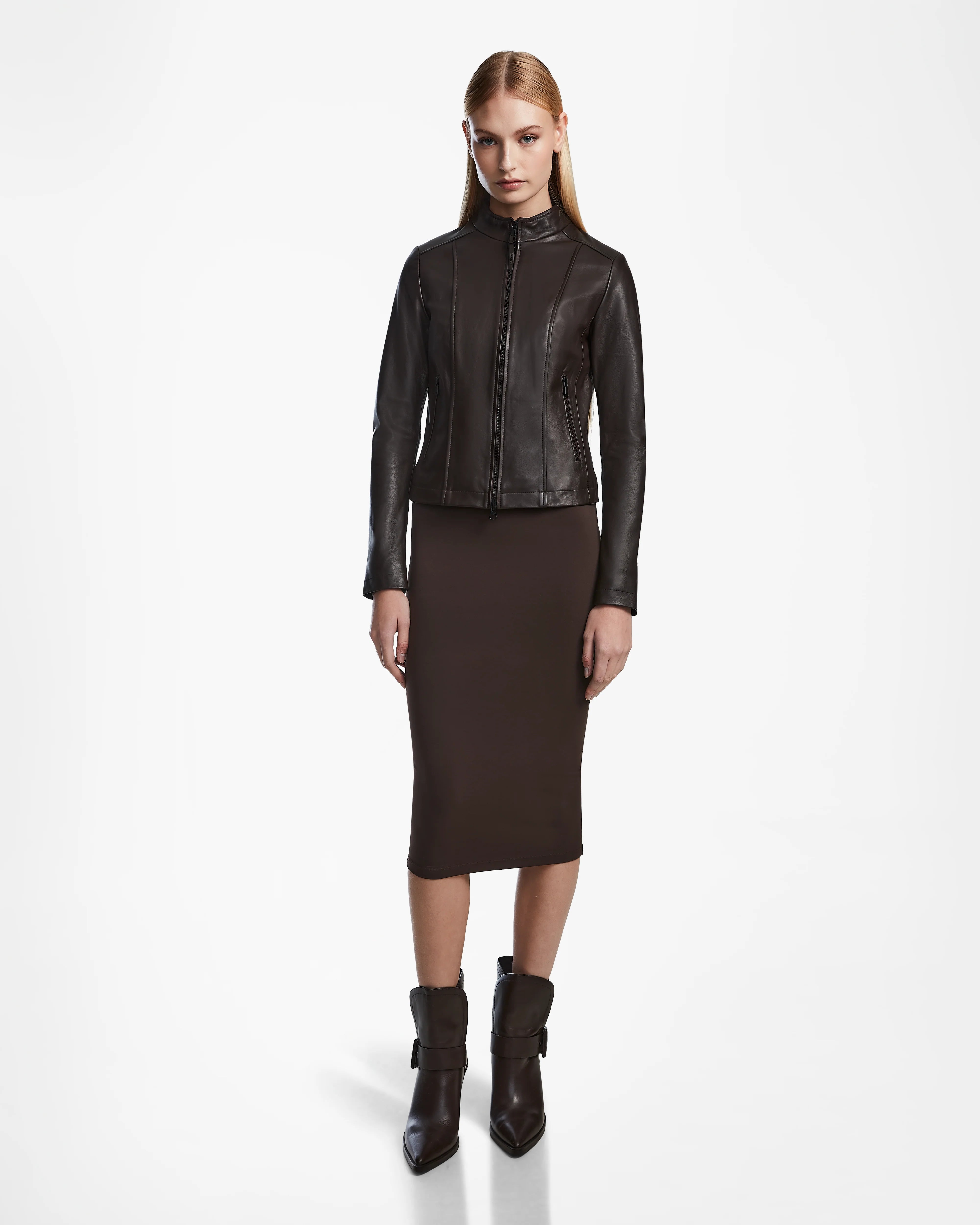 Mariah Women's Fitted Leather Biker Jacket