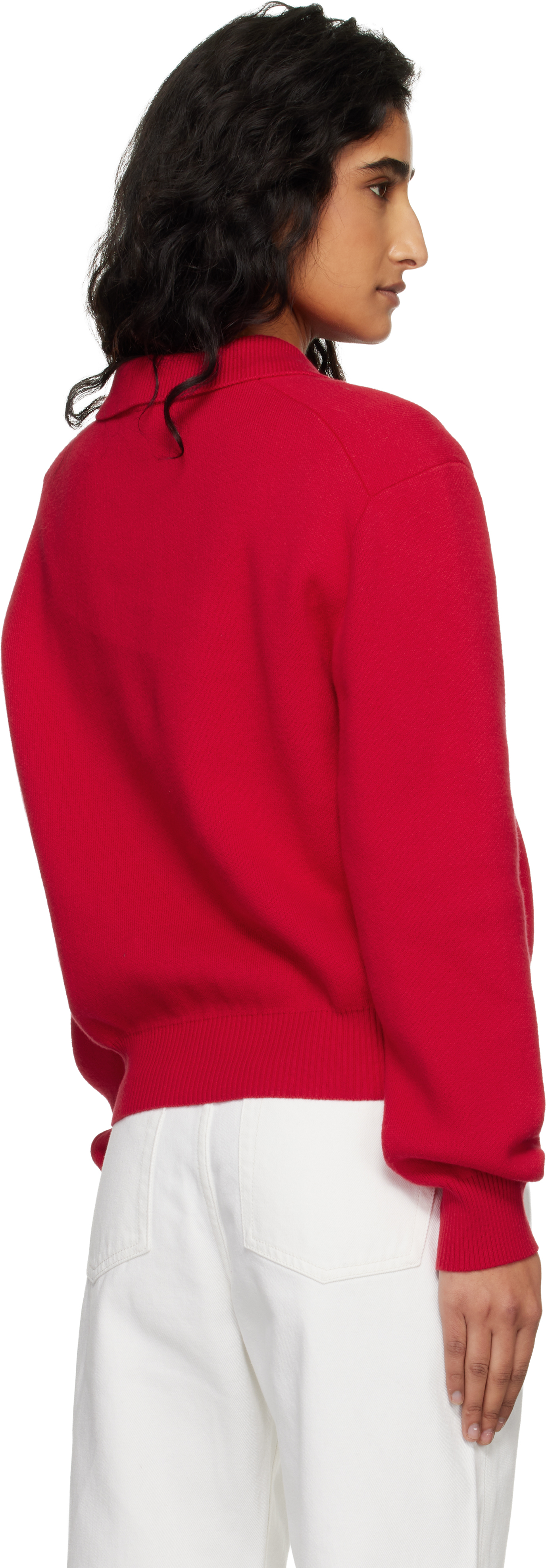 Red Cashmere Collared Sweater Polo