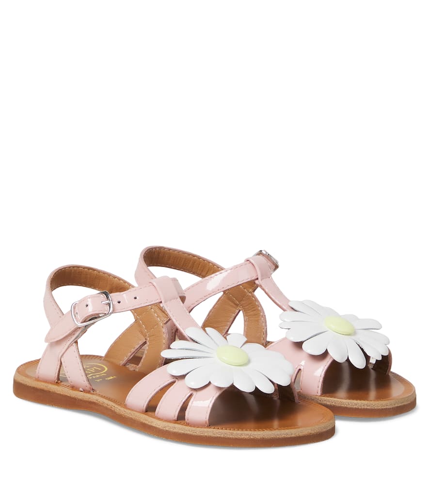 Plagette patent leather sandals