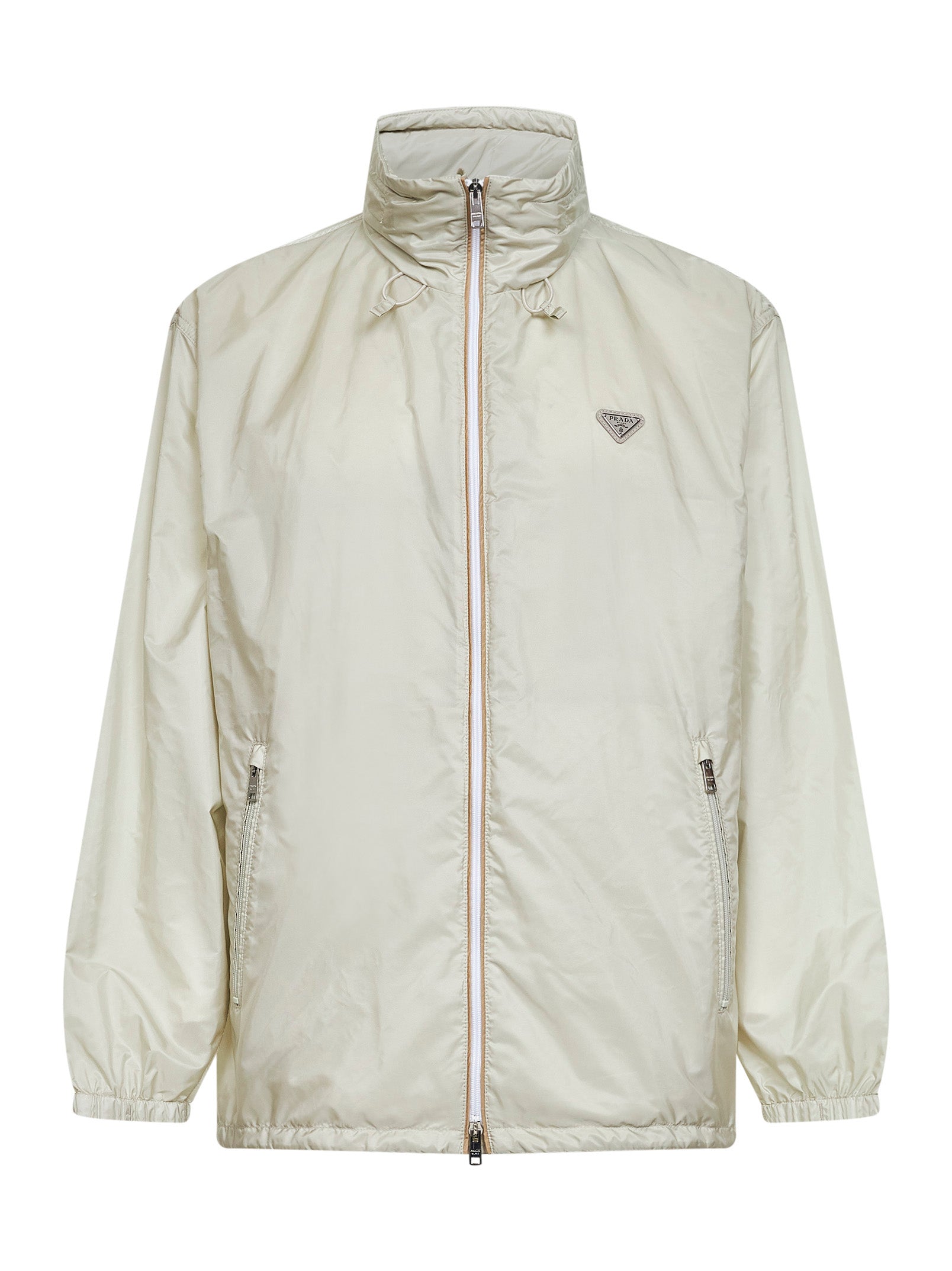 Hooded Recycled Polyamide Jacket — Beige