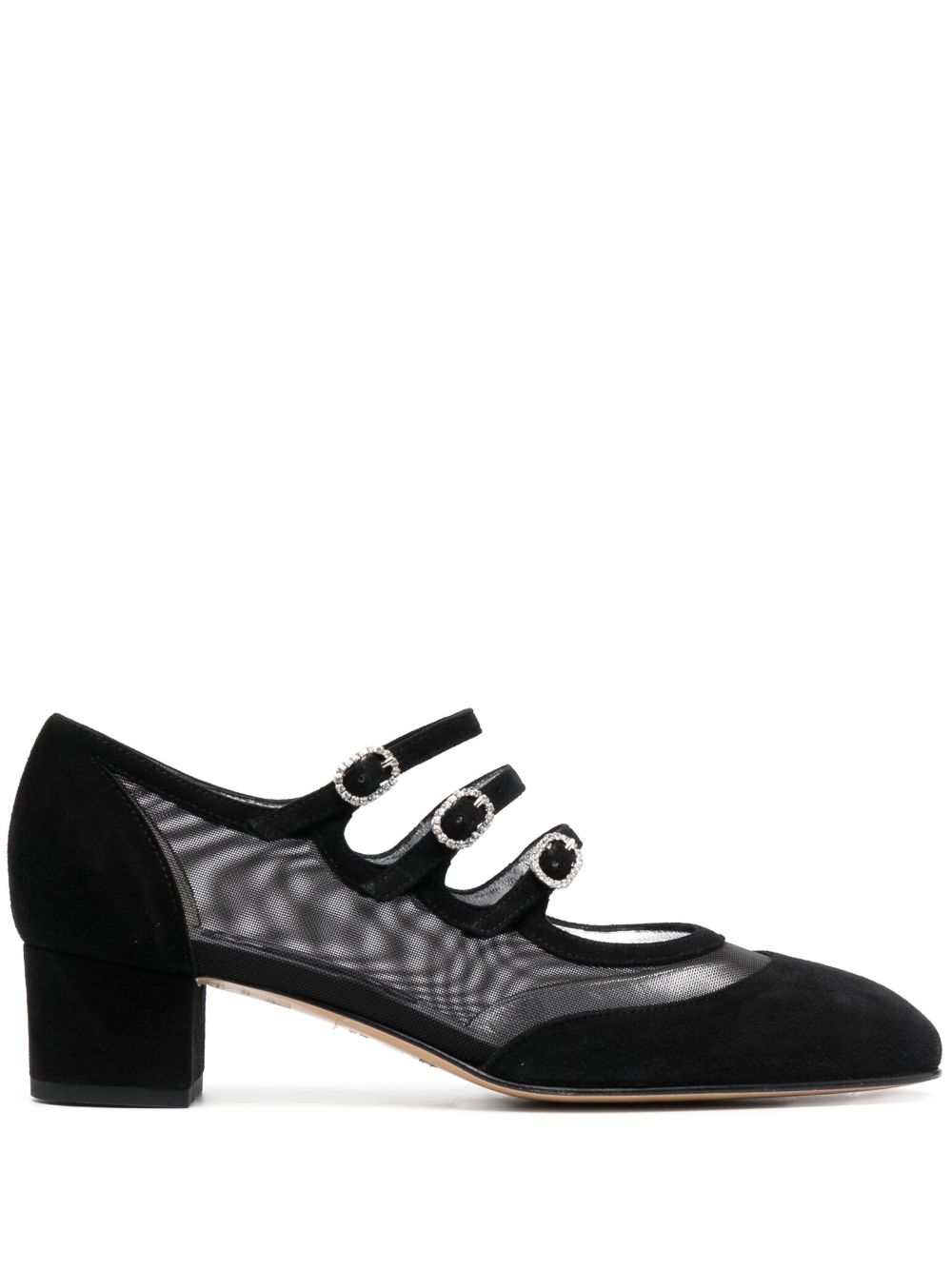 Mesh-panelled suede pumps - Black