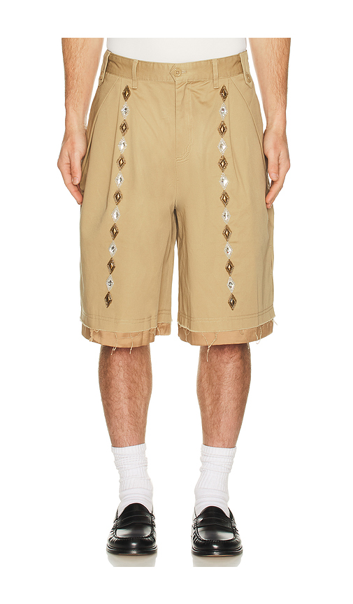 Birth Of Royal Child Gemstone Bermuda Shorts in Tan. - S also in M, L, XL/1X