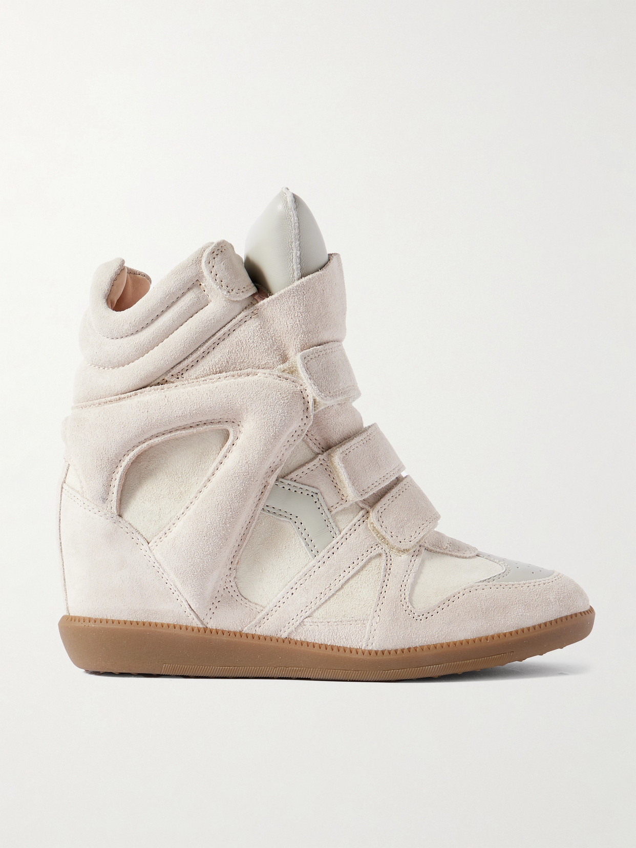 Bekett Leather-trimmed Suede High-top Wedge Sneakers - Neutral