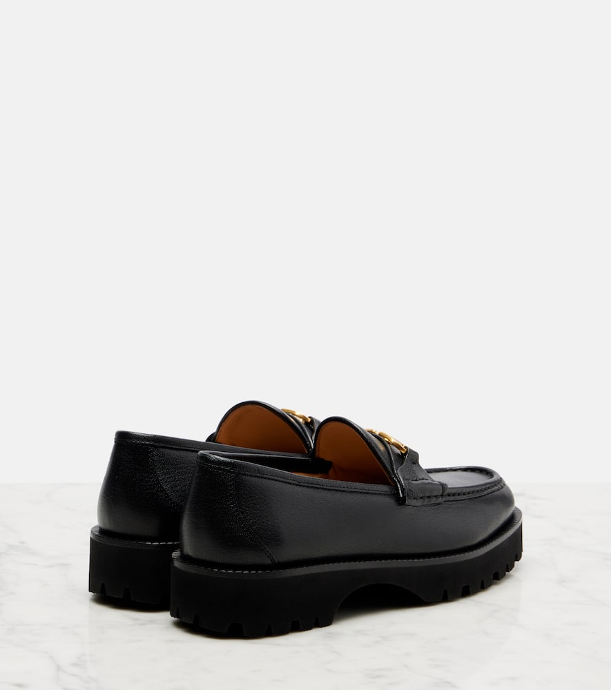 VLogo leather platform loafers