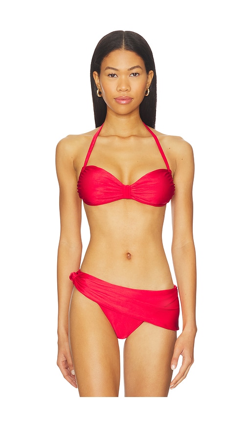 Frankies Bikinis Reece Satin Bikini Top in Red. - M also in L, S