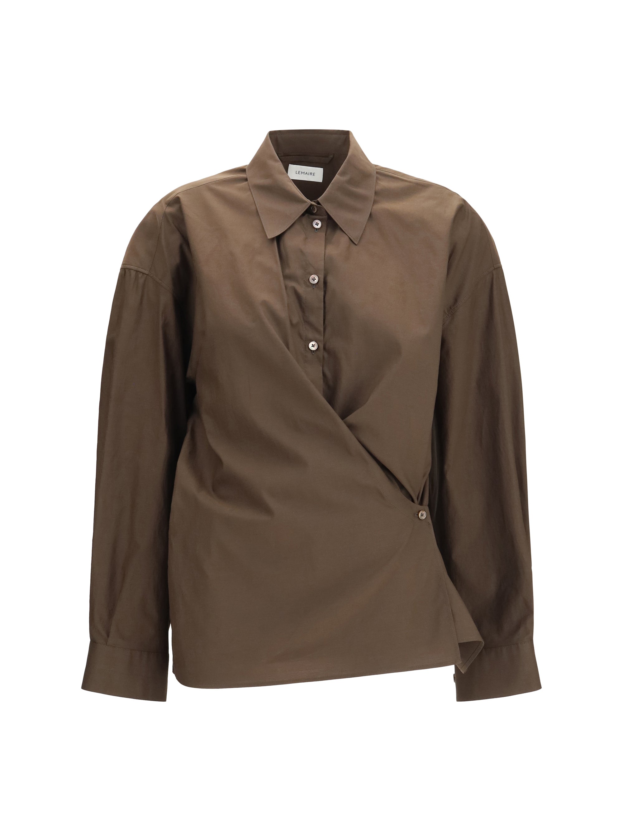 Cotton-Silk Blend Shirt — Brown