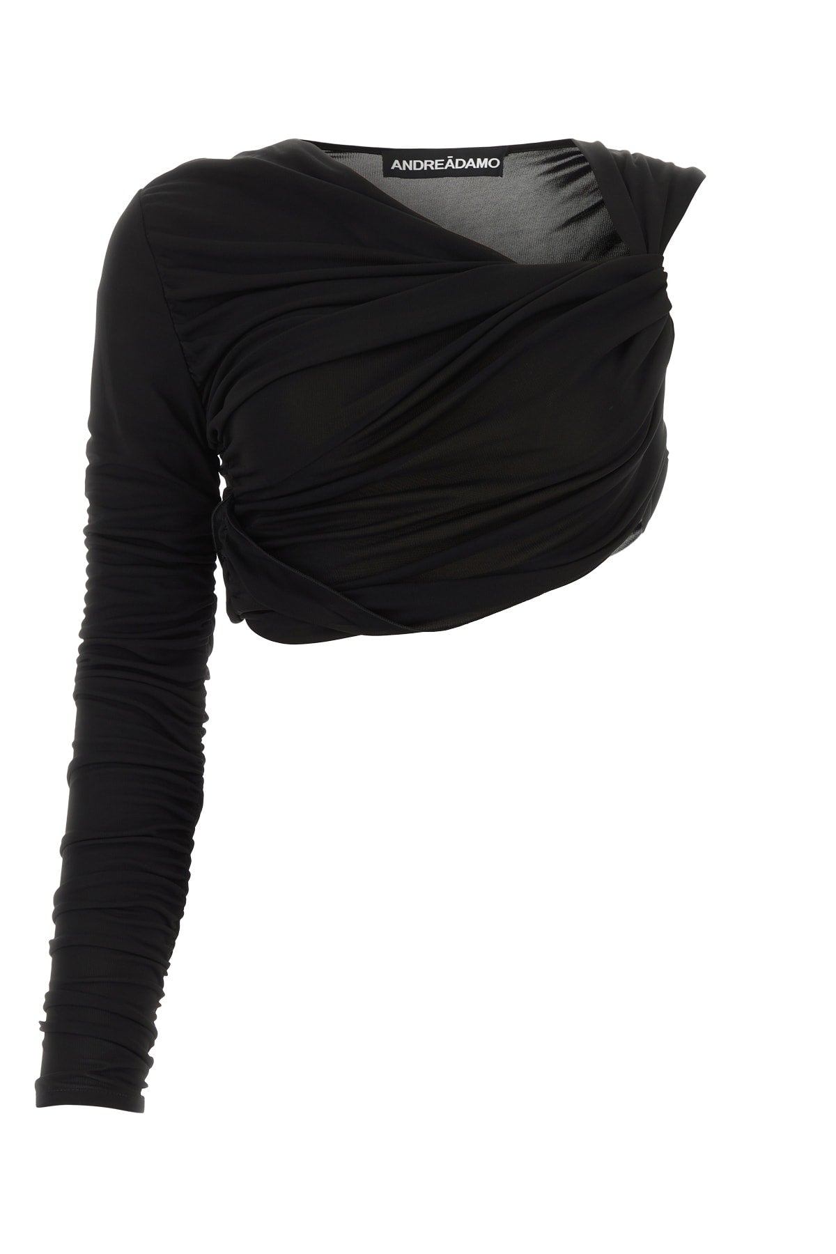 Ruched Viscose Sweater — Black