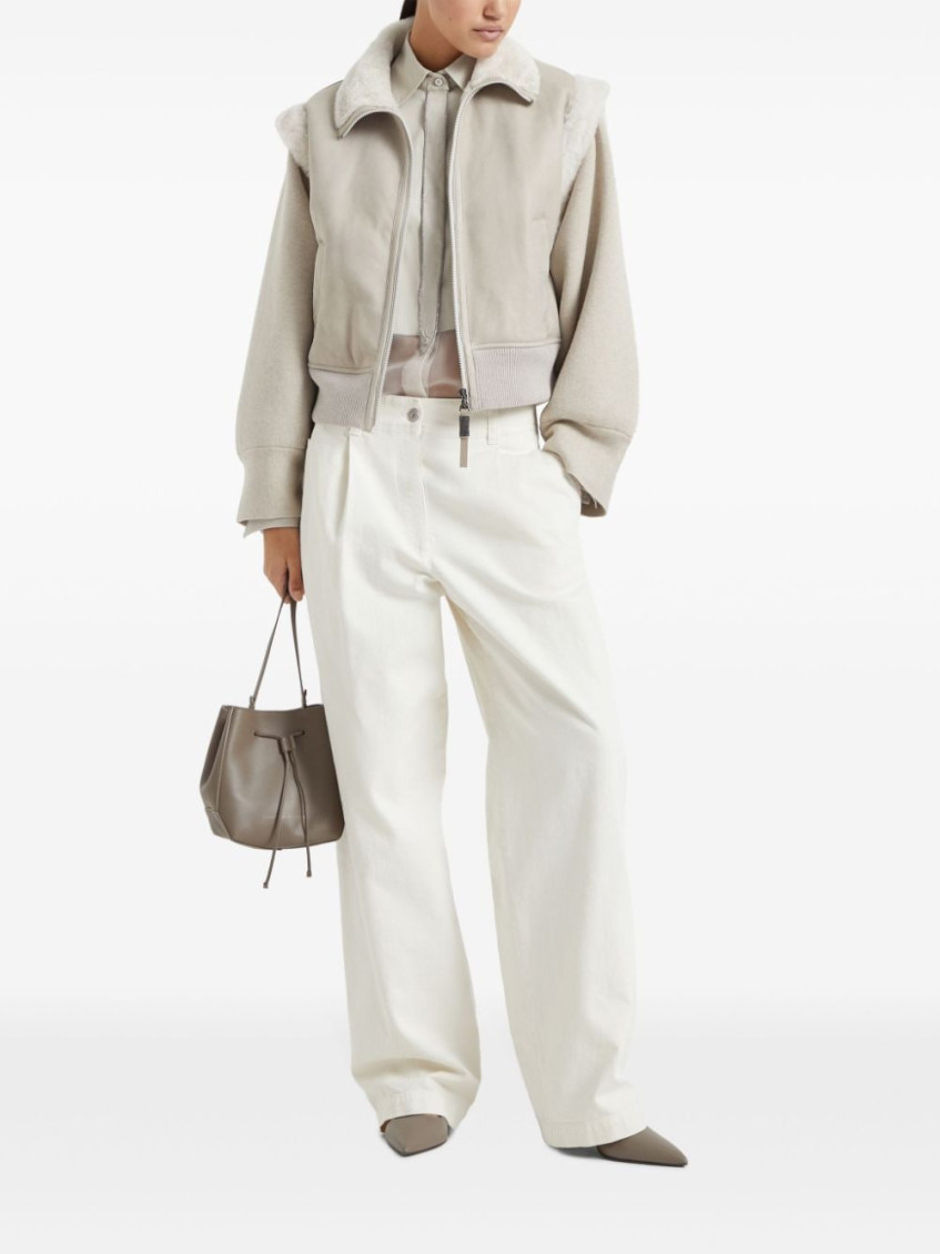 Monili-embellished layered shirt - Neutrals
