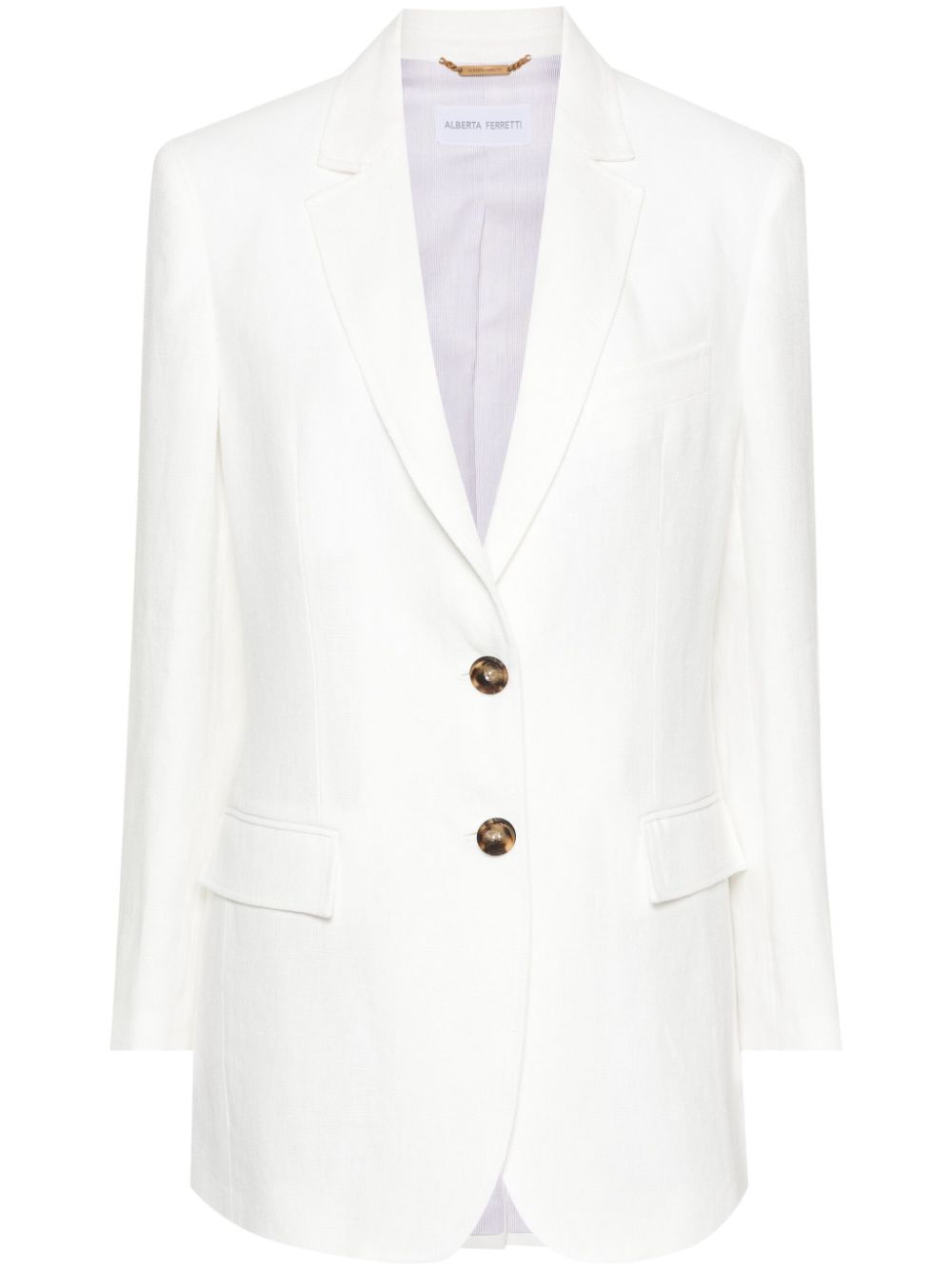 Single-breasted linen blazer - White
