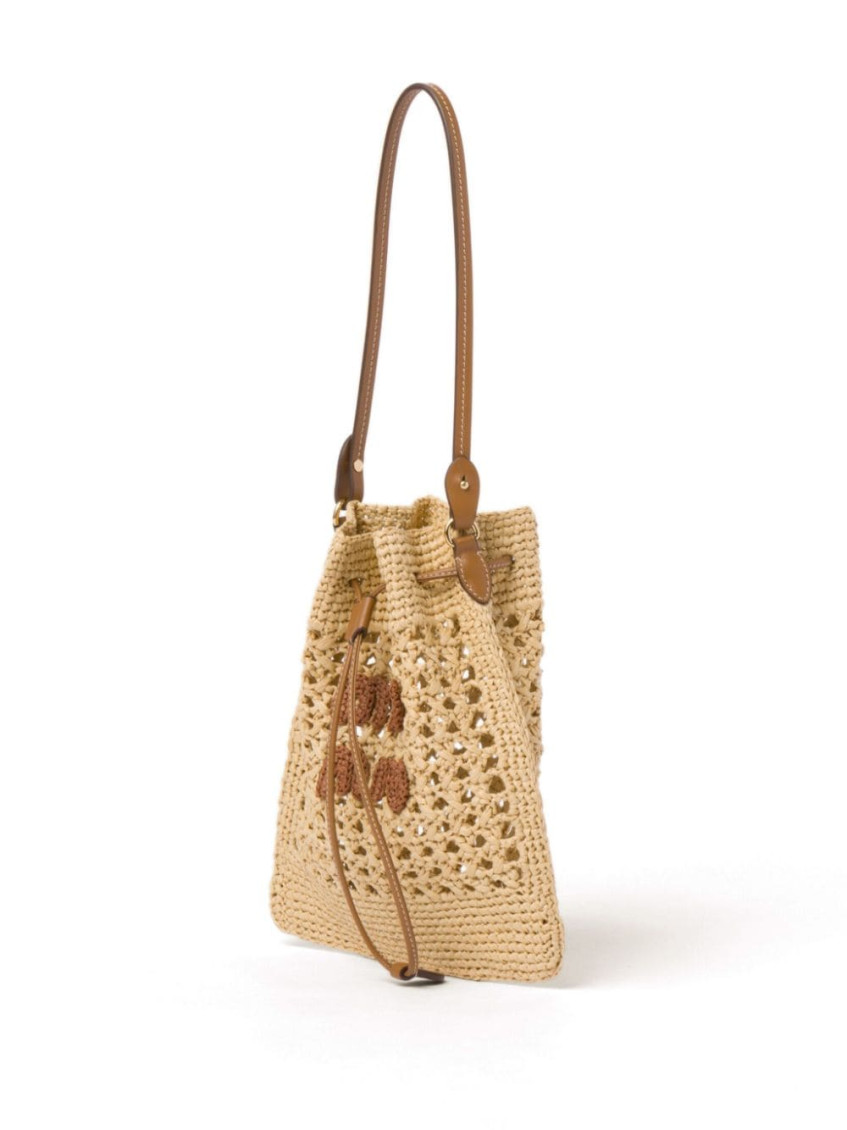 Beige Woven Raffia Mini Bag