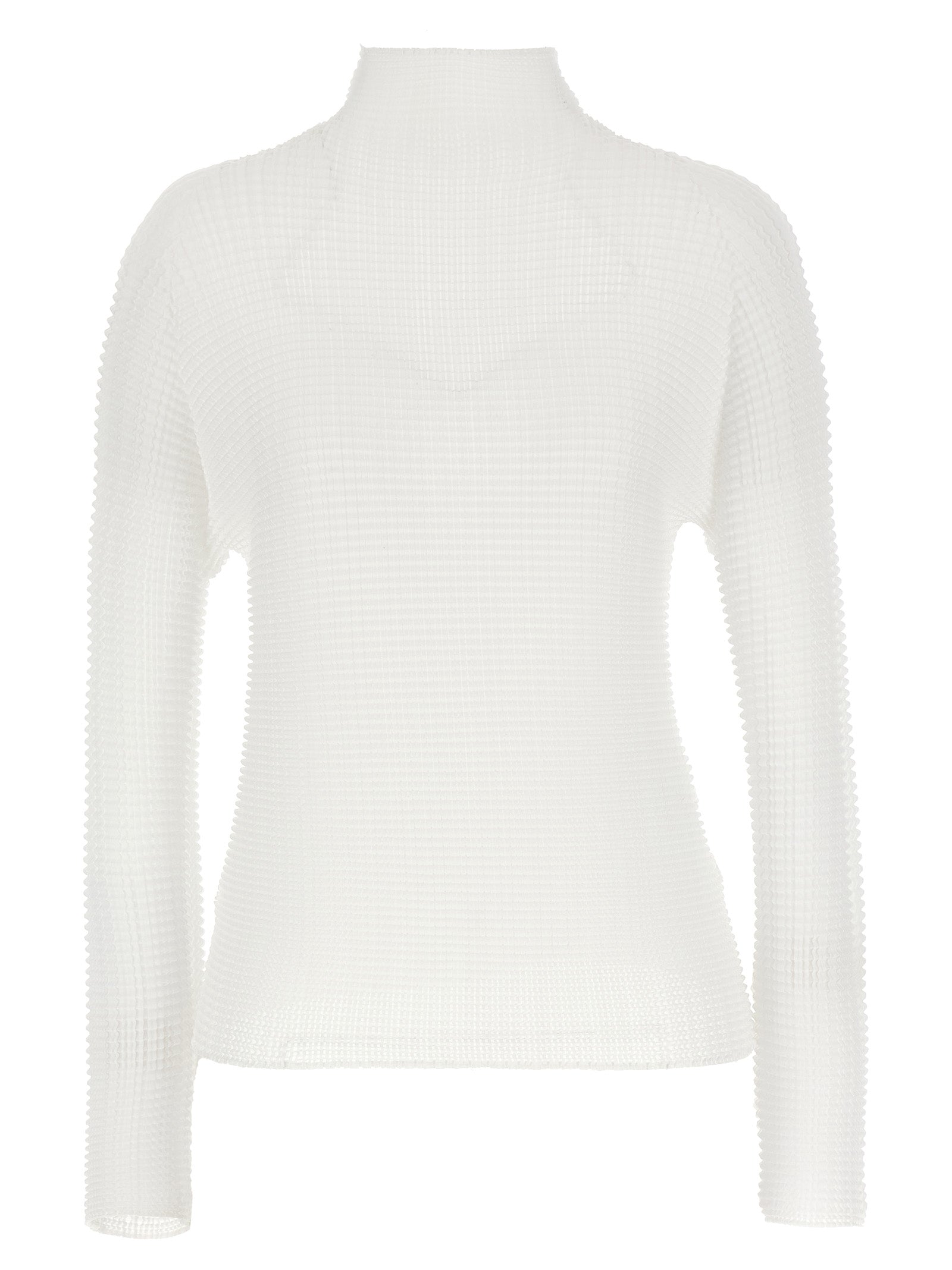 Wooly Pleats Turtleneck — White