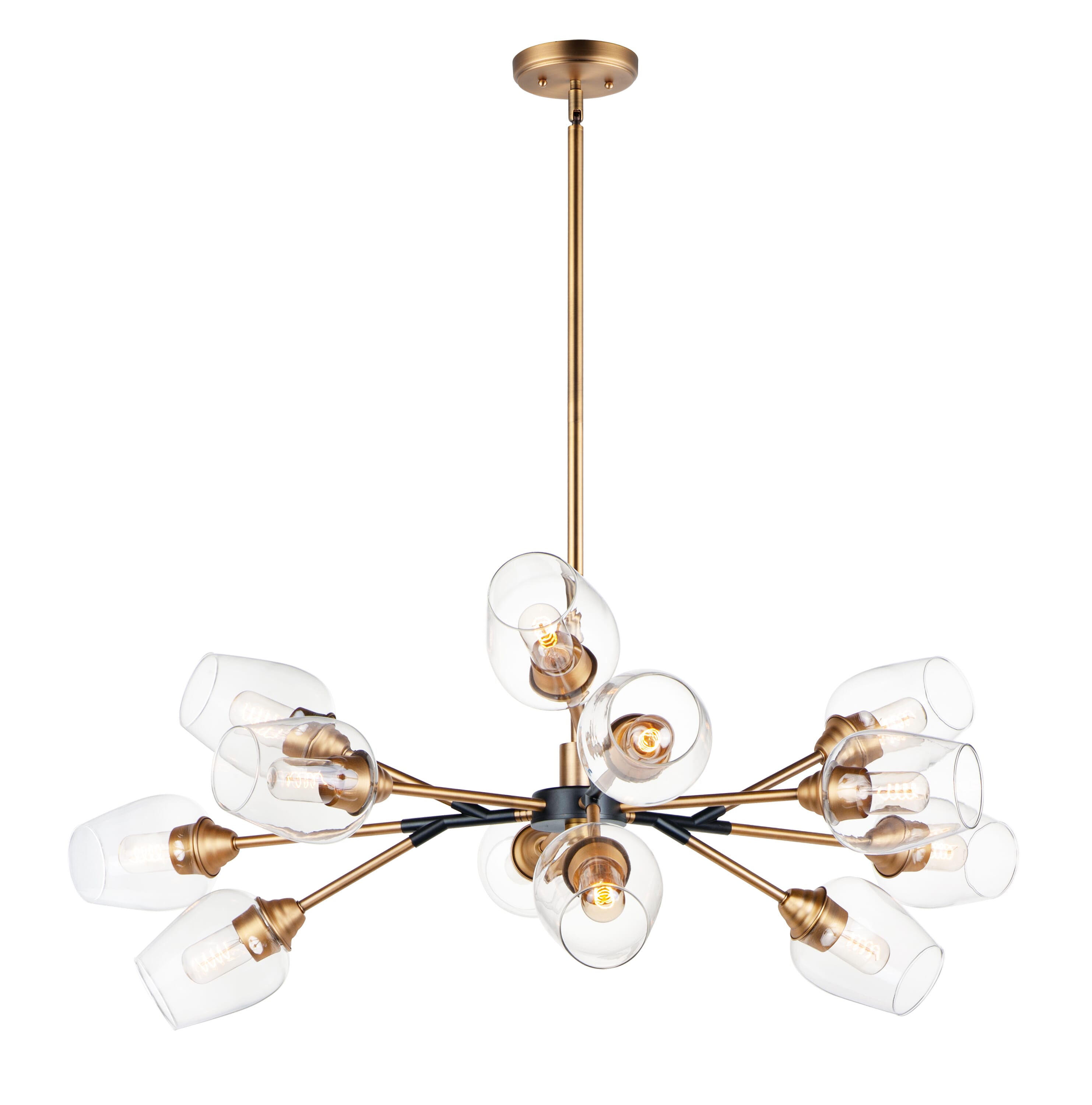 Savvy 14.75" 12-Light Chandelier in Antique Brass/Black
