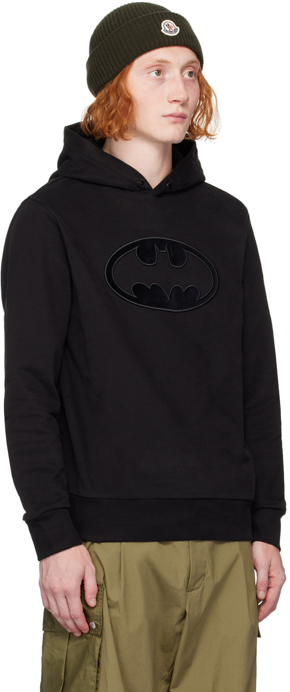 Moncler Black Flocked Batman Logo Hoodie