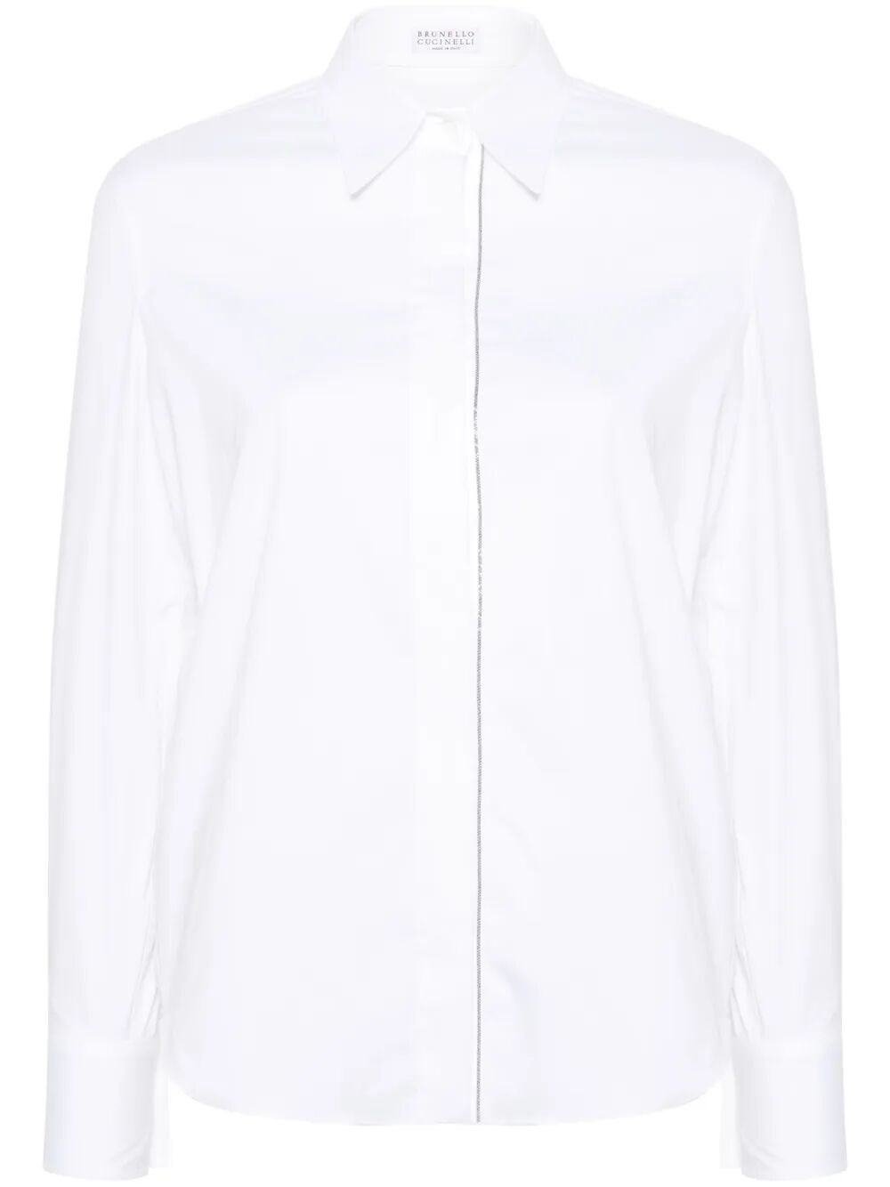 Stretch Cotton Poplin Shirt With Shiny Trim