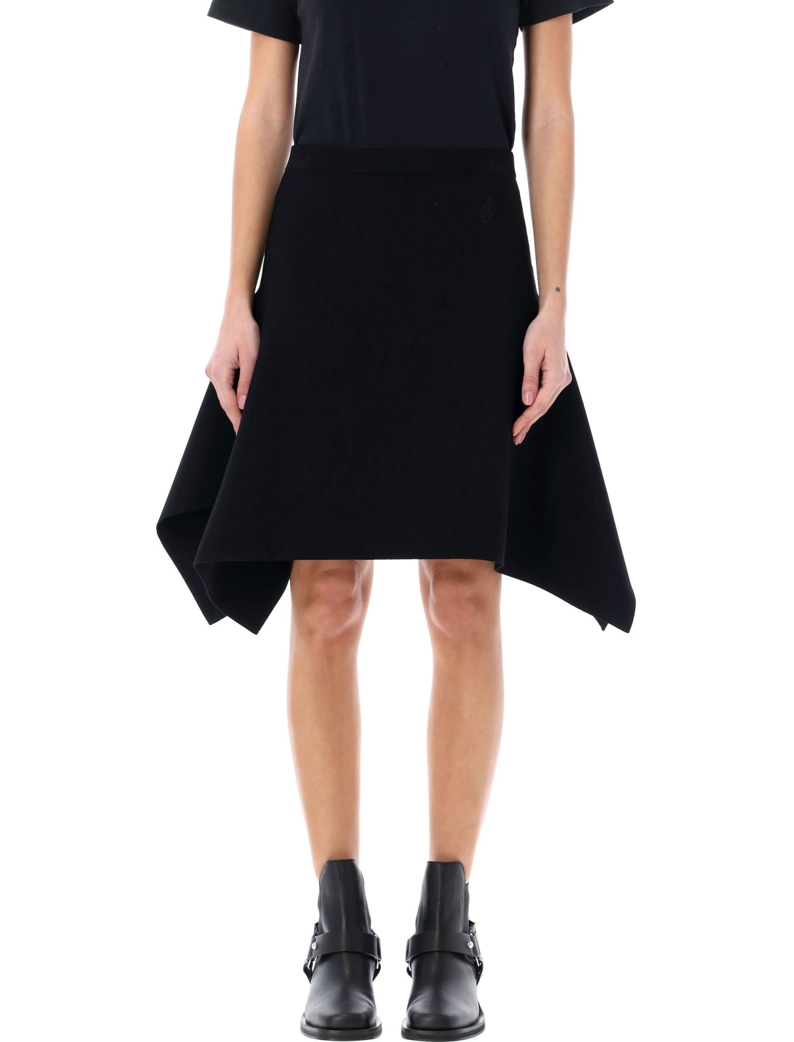 Asymmetric-hem midi skirt - Black