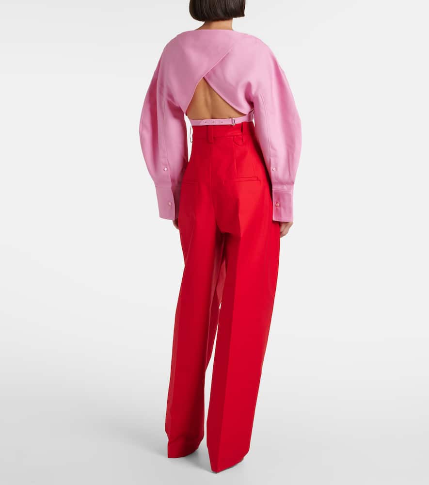 Curzio high-rise cotton-blend wide-leg pants