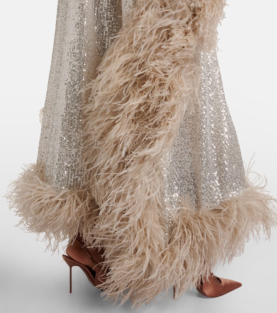 Casta Diva Disco feather-trimmed gown