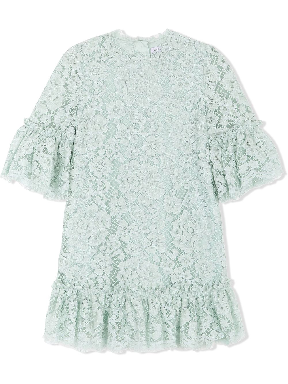 Cordonetto-lace ruffle-trim dress - Blue