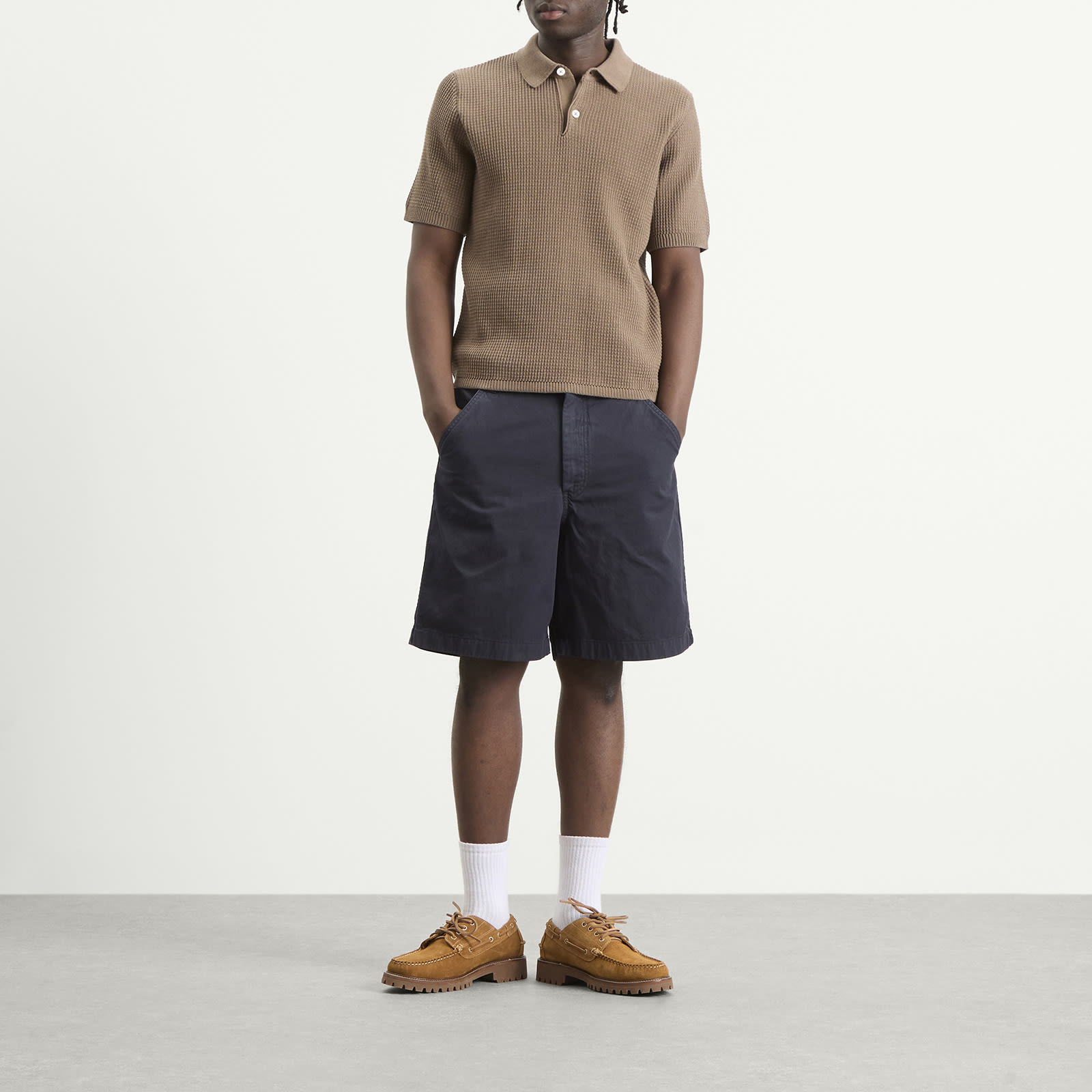 Men's Anholt Cotton Crepe Polo in Walnut
