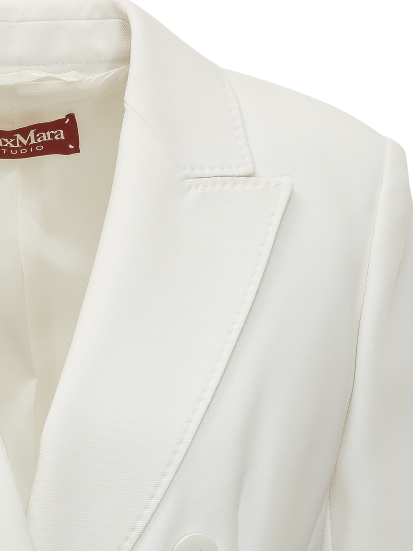 White Solid Notched Lapel Blazer