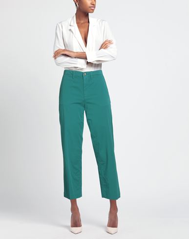Woman Pants Green Size 10 Cotton, Elastane