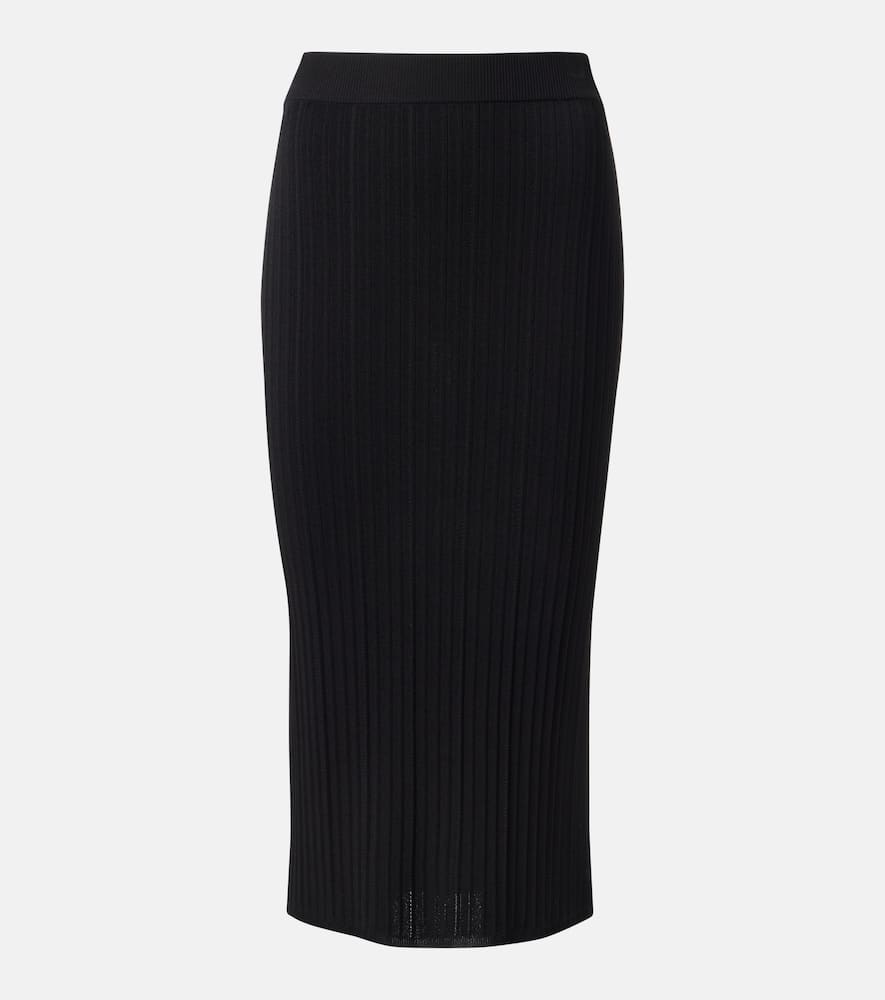 Ribbed-knit midi skirt
