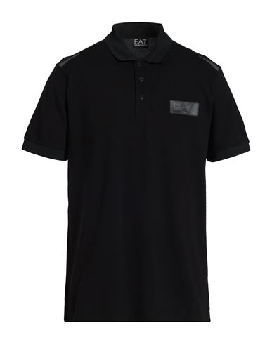 Man Polo shirt Black Size S Cotton, Polyester, Elastane