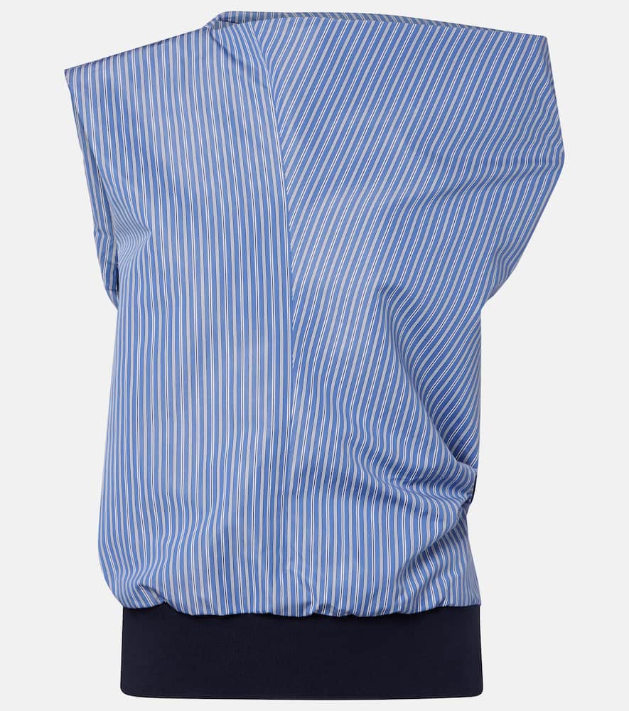 Striped cotton-blend top